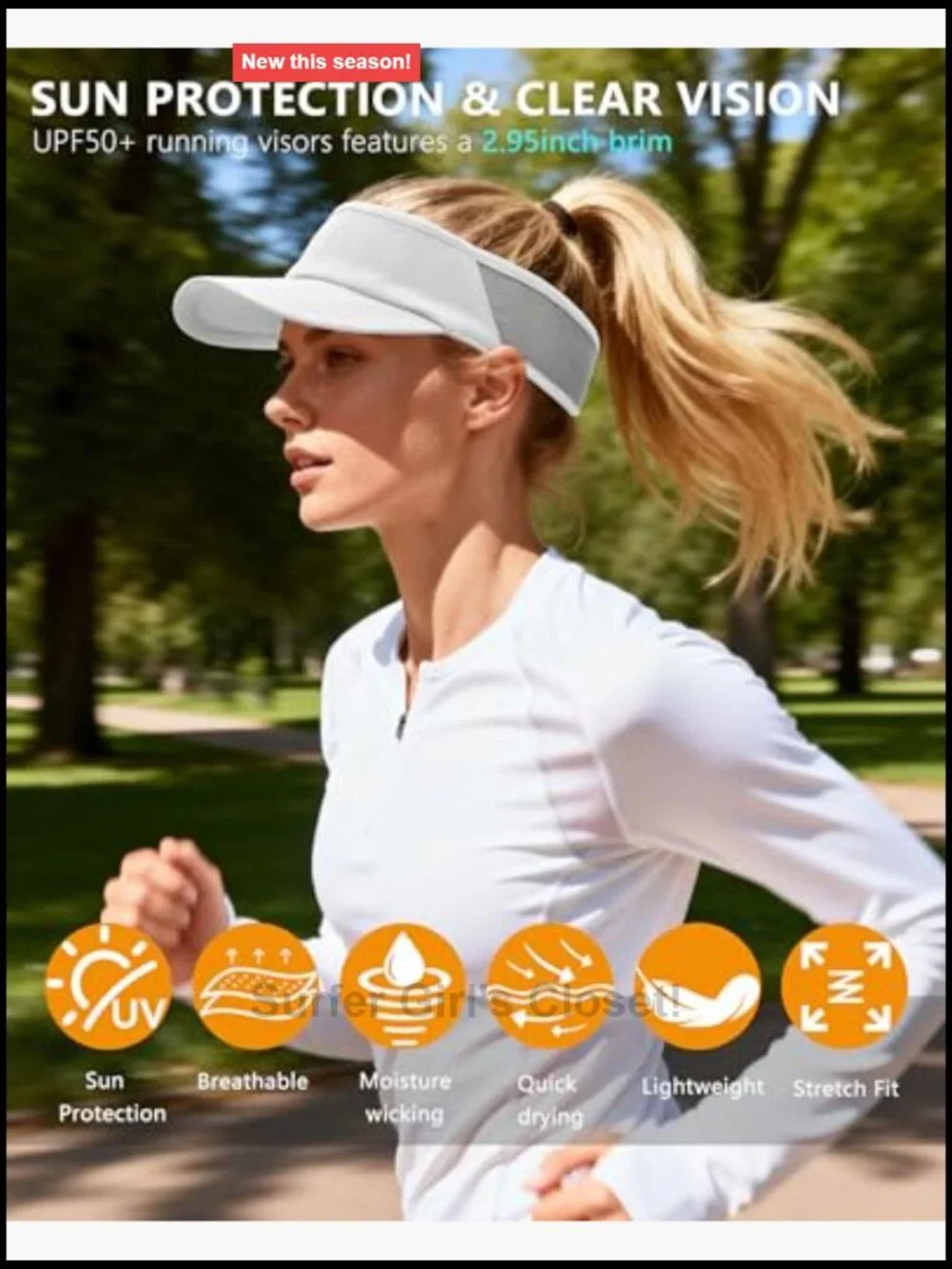 Sports Sun Visor with UPF 50+ Cooling Stretchy Fit for Women Men